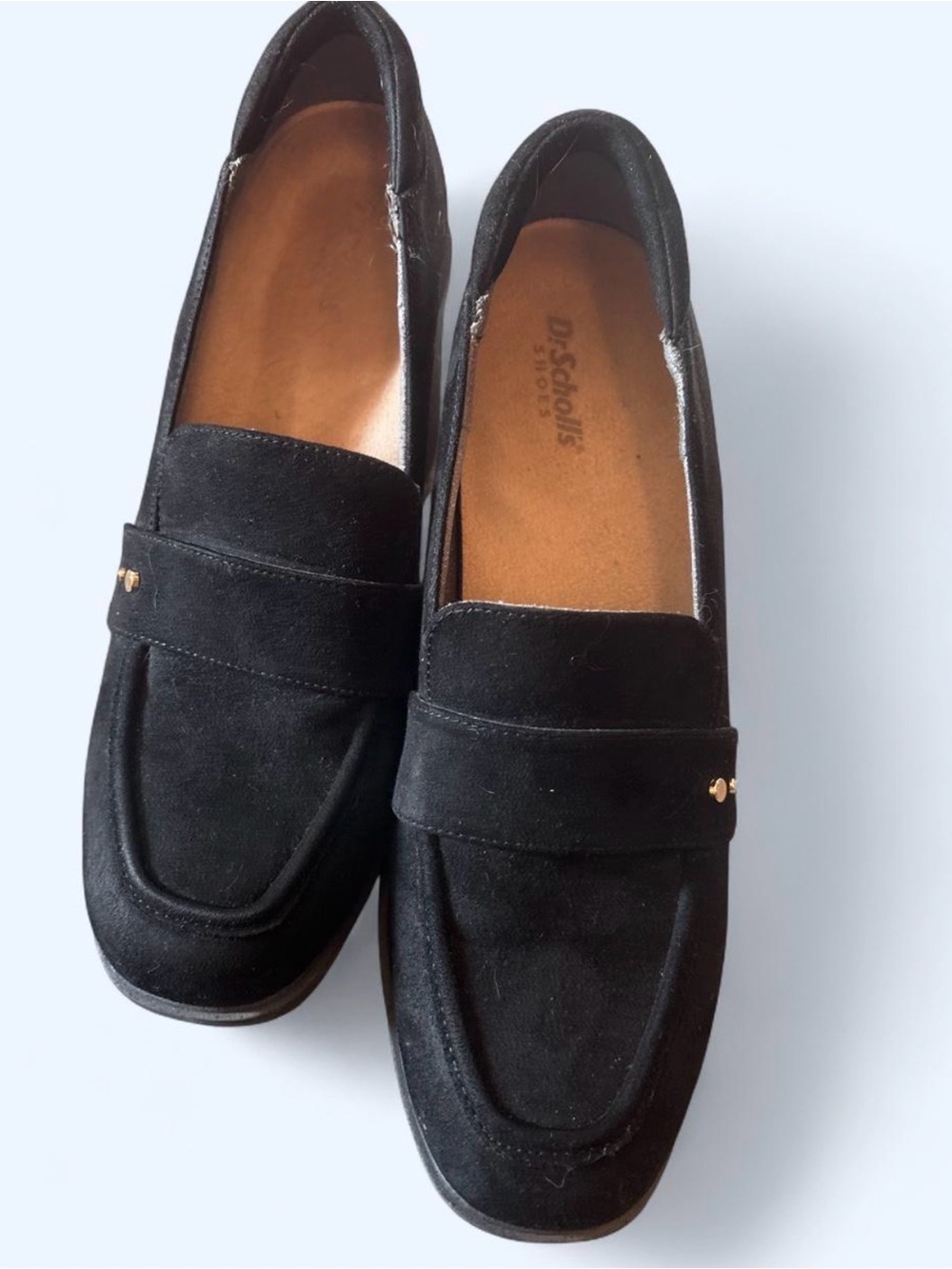 Dr. Scholl's Black Suede Slip-On Loafers with Gold Accent